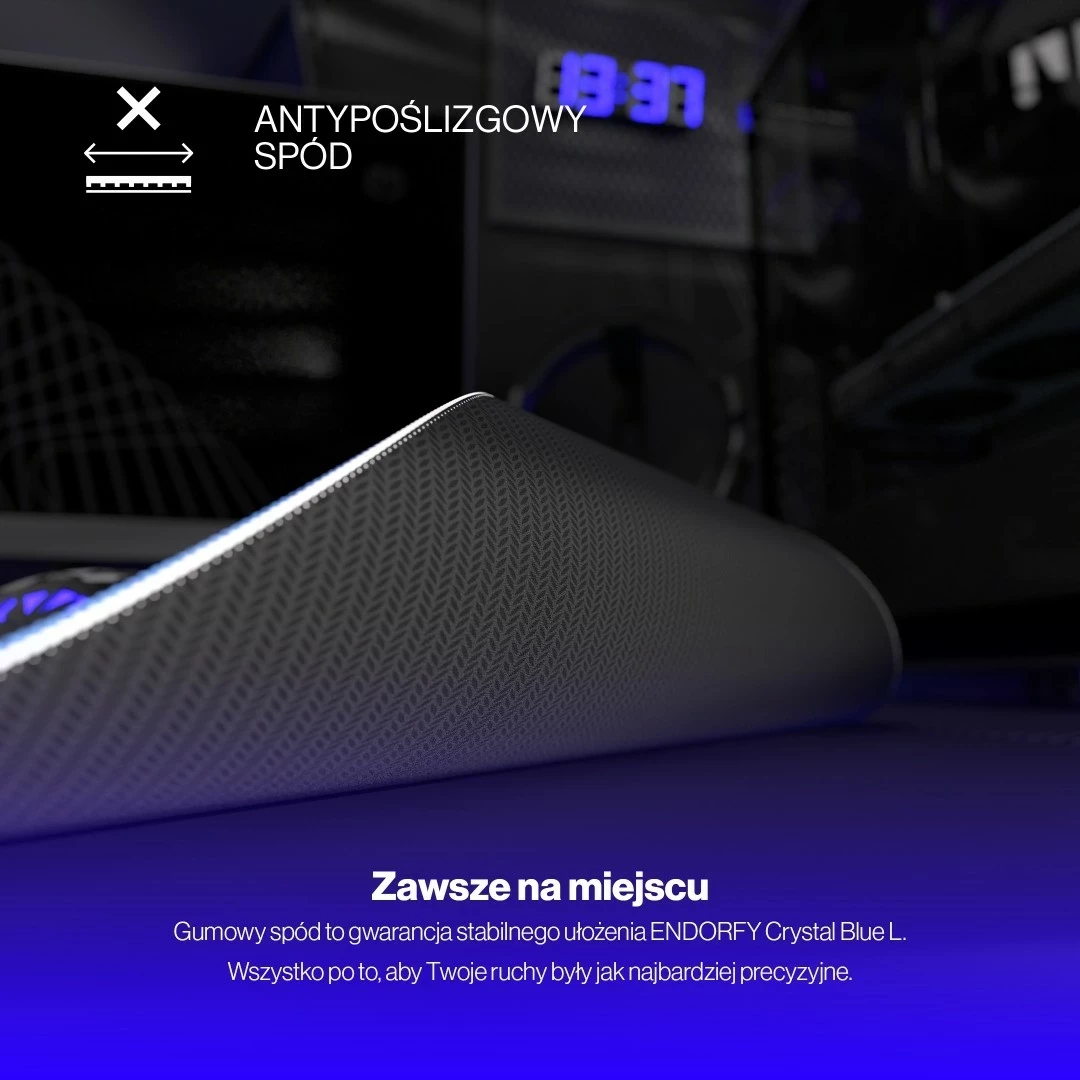 Mauspad Endorfy Crystal Blue L, plastik, ngjyrë kaltër