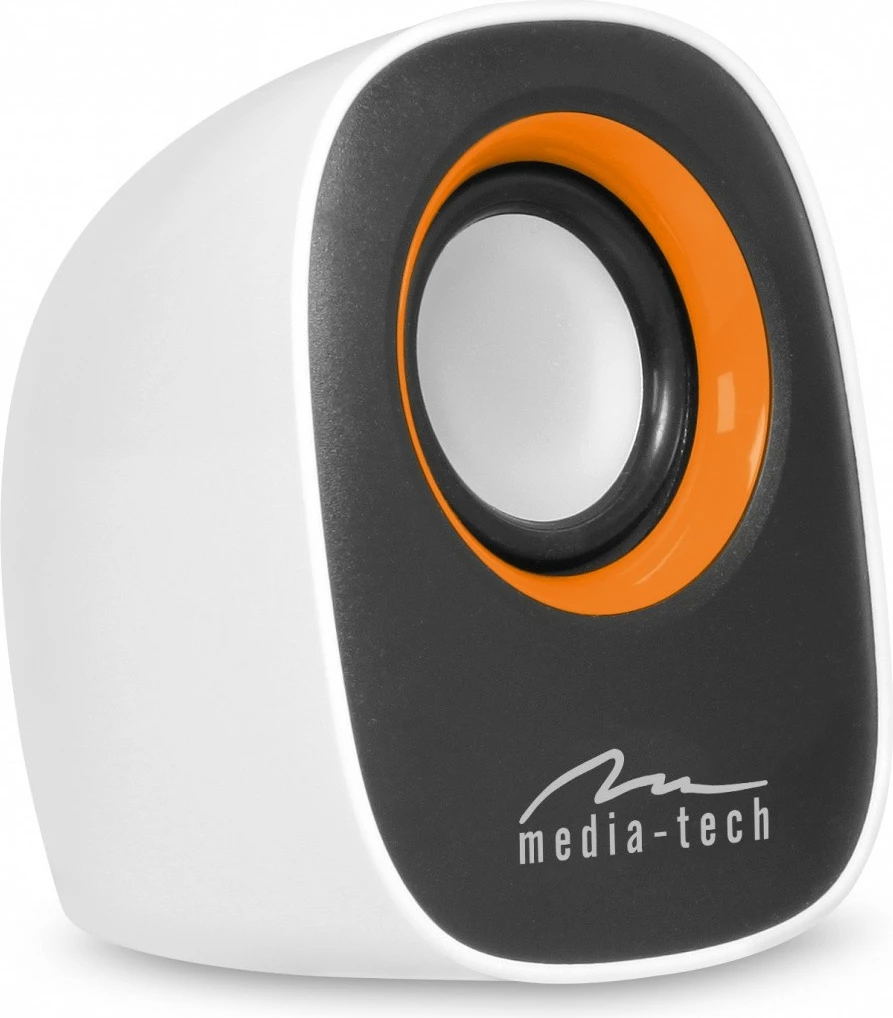 Altoparlantë stereo Media-Tech MT3137W, 6W, 3.5mm Jack, USB, zi-portokalli-bardhë
