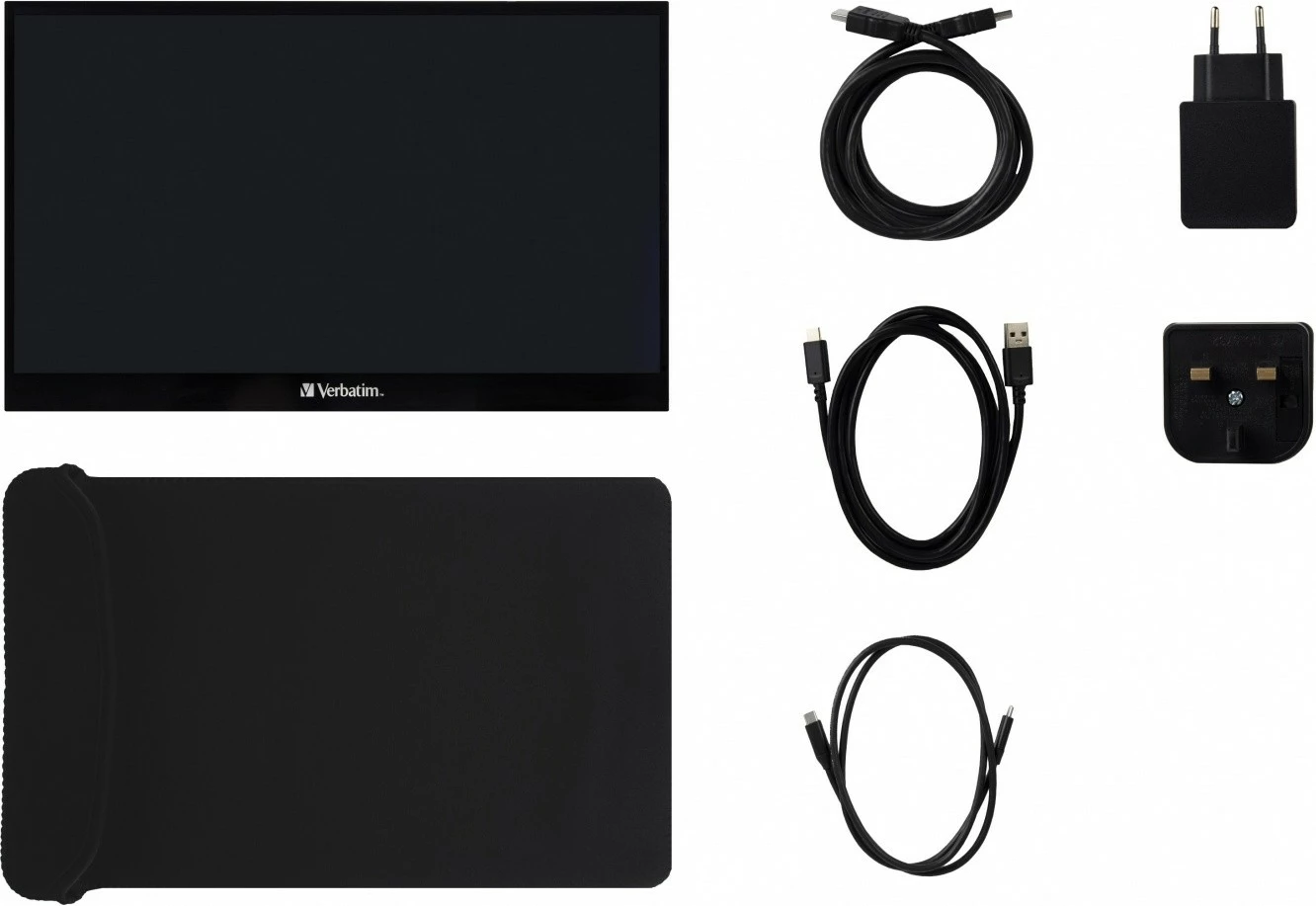 Monitor portativ me prekje, Verbatim PMT-17, 17.3" Full HD IPS 60 Hz, 10-pikësh, USB-C/HDMI, i zi