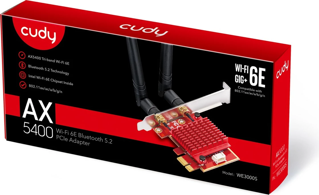 Kartelë rrjeti Cudy WE3000S, PCI Express, WLAN/Bluetooth, 2400 Mbit/s