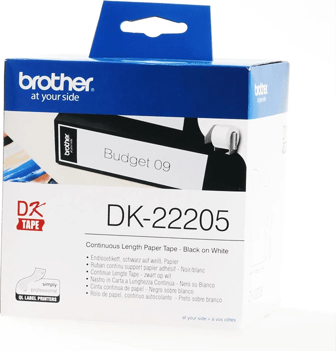 rrotull etiketash Brother DK-22205 62mm x 30.48m e bardhë