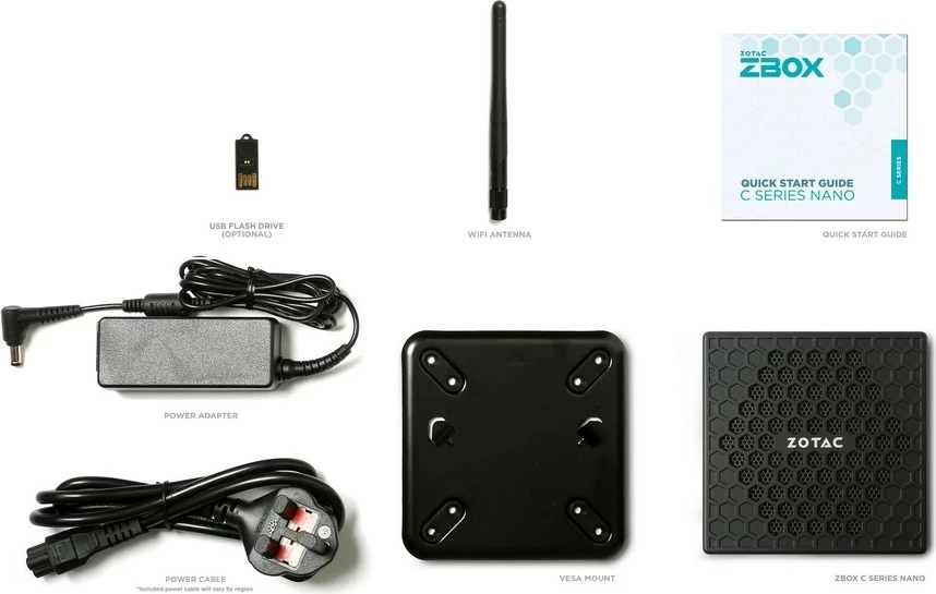 Mini PC Zotac ZBOX CI337 NANO, Intel N100, 1xDDR5 SODIMM, SATA M.2, e zezë