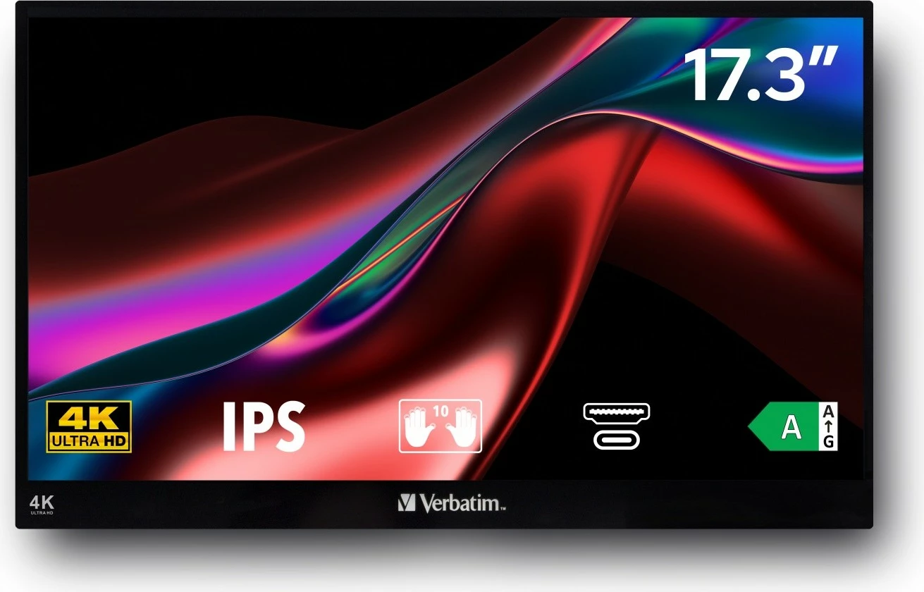Monitor me prekje portativ Verbatim PMT-17-4K 17.3" 4K IPS 60Hz USB-C/HDMI i zi
