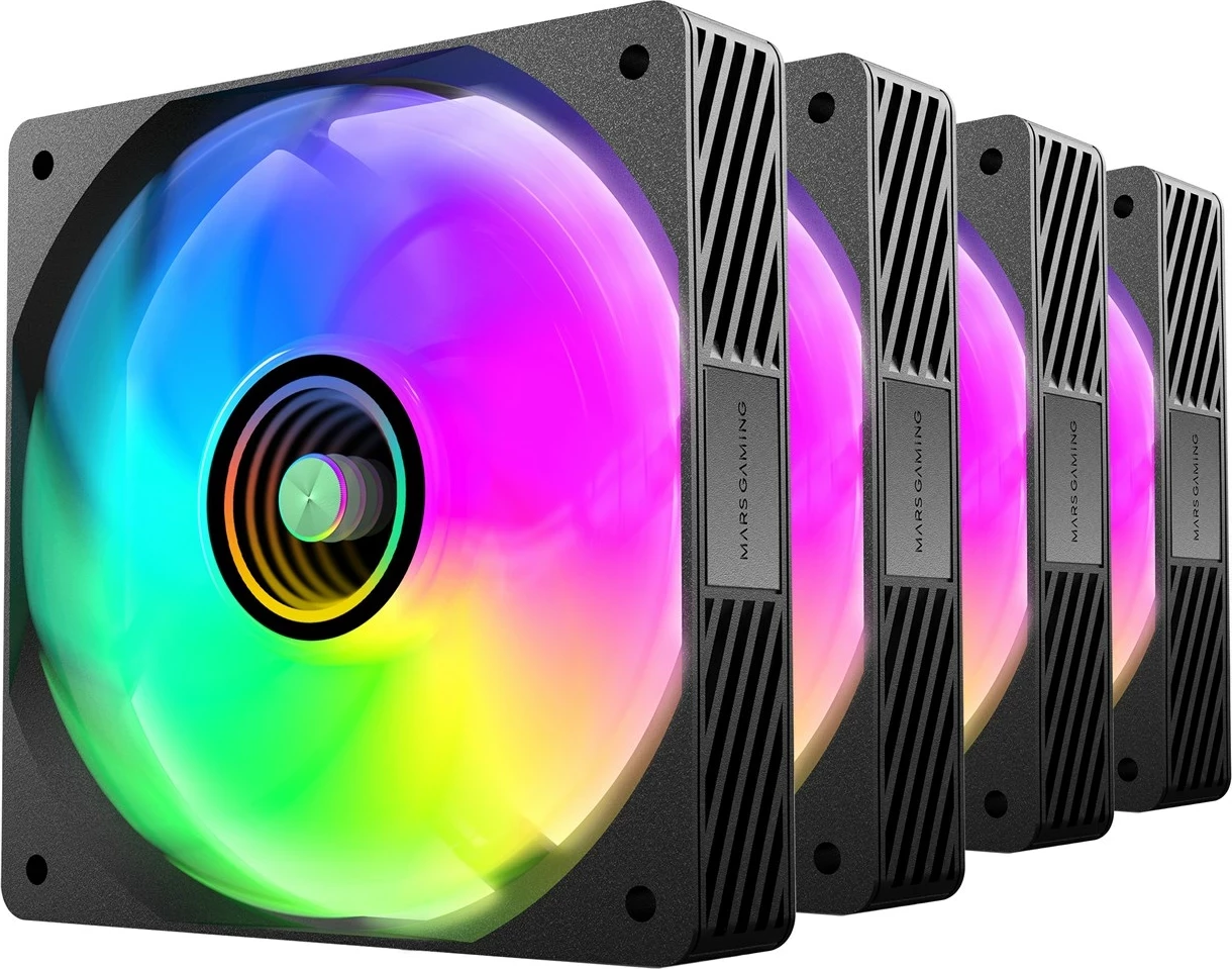 Set ventilatorësh për kasë kompjuteri TACENS Mars Gaming MFSI4KIT, 4x12 cm, LED gjelbër, i zi