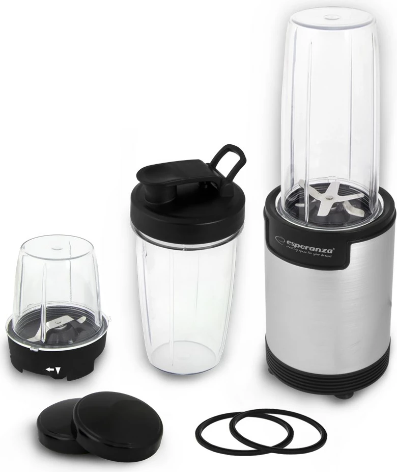 Blender personal Esperanza NUTRI BOMB EKM030, 900W, me gota Tritan, alumini, set aksesorësh