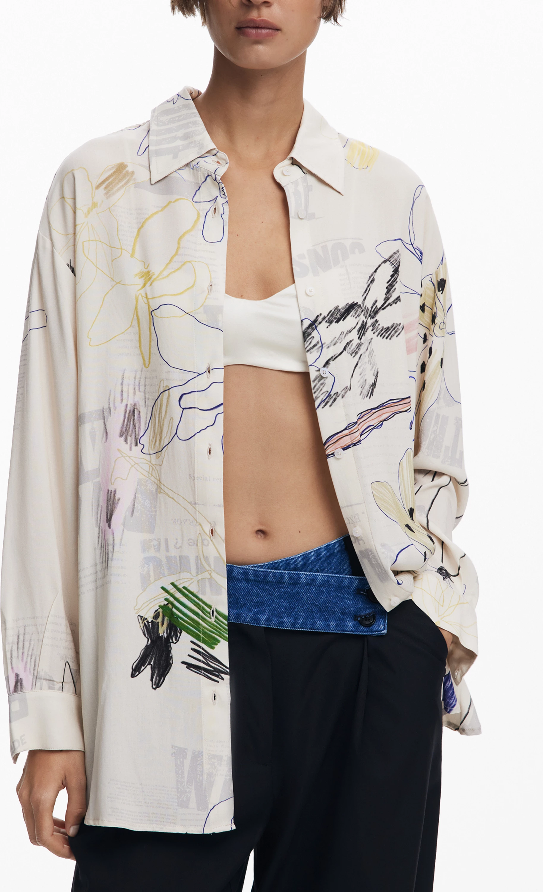 Këmishë DESIGUAL Newsarty për femra, e bardhë