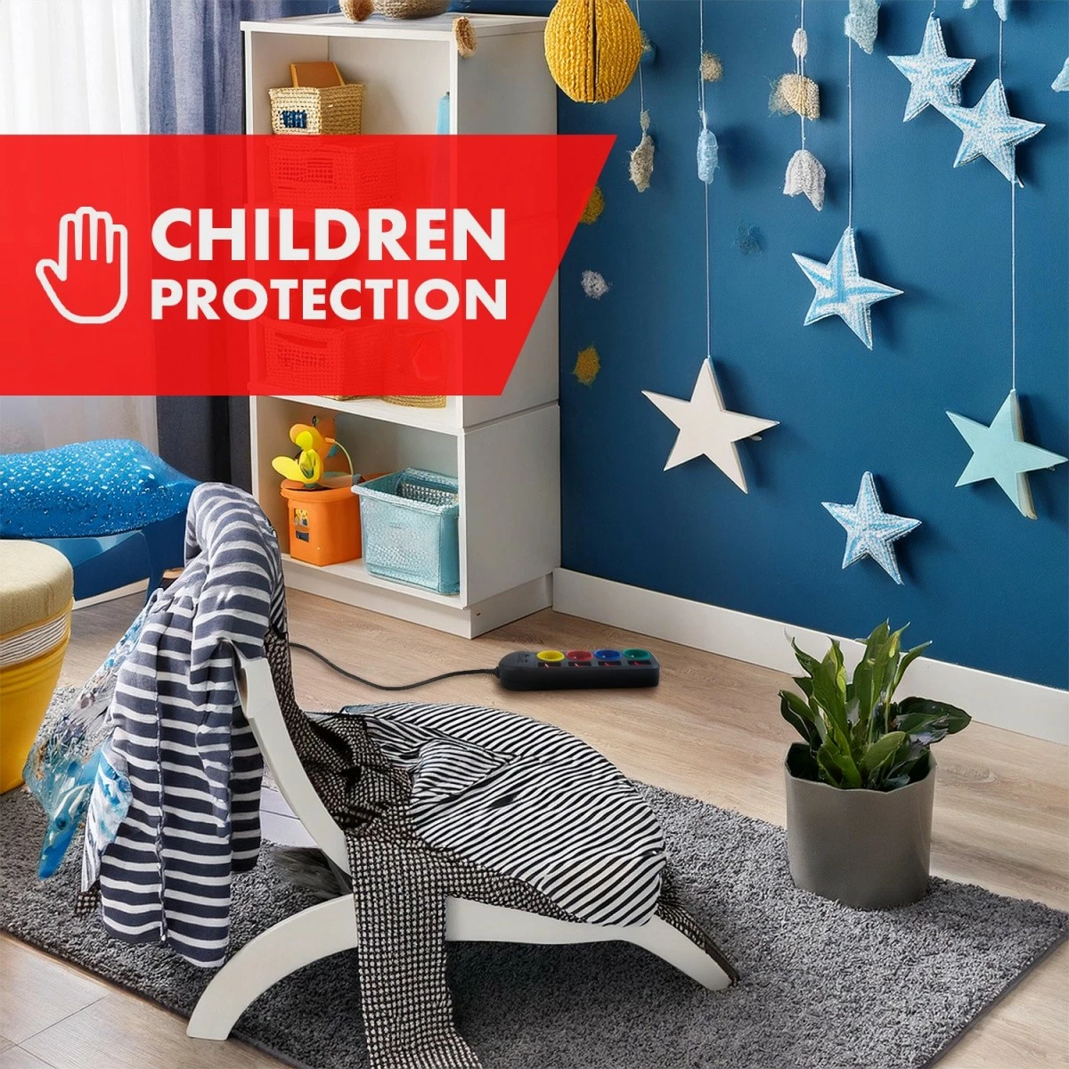 Listë zgjatjeje Maclean MCE508 B, 4 dalje, 1.5m, 2x USB (A/C), e zezë