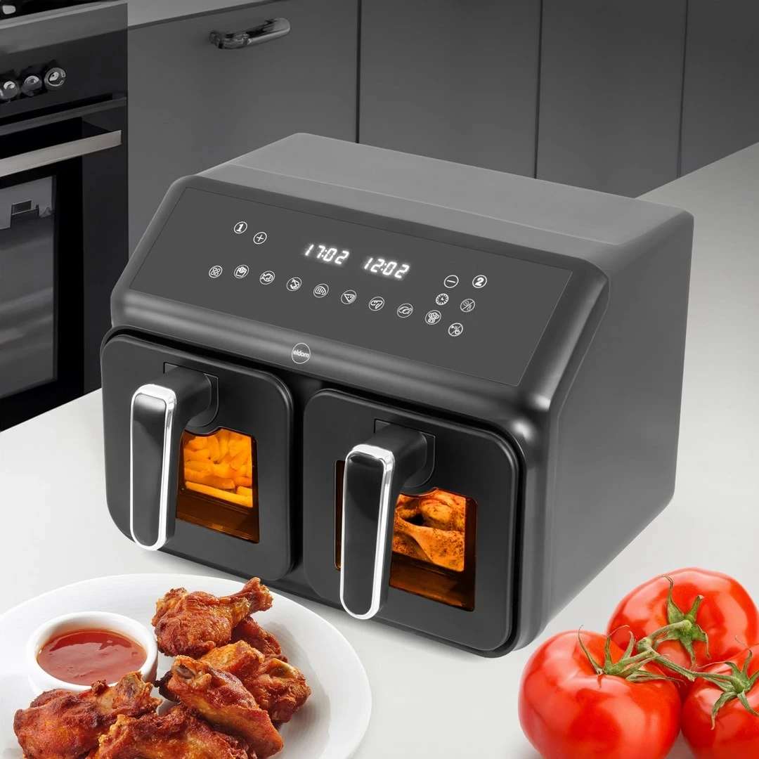 Fritezë me ajër të nxehtë ELDOM FR210 dualcrisp, 8 L, 2200 W, Ekran LED
