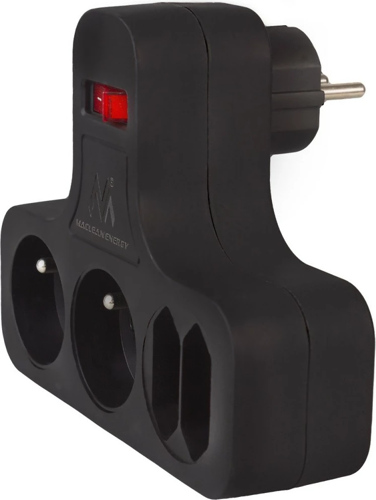 Prizë Maclean MCE224E me ndërprerës, 4 dalje, e zezë