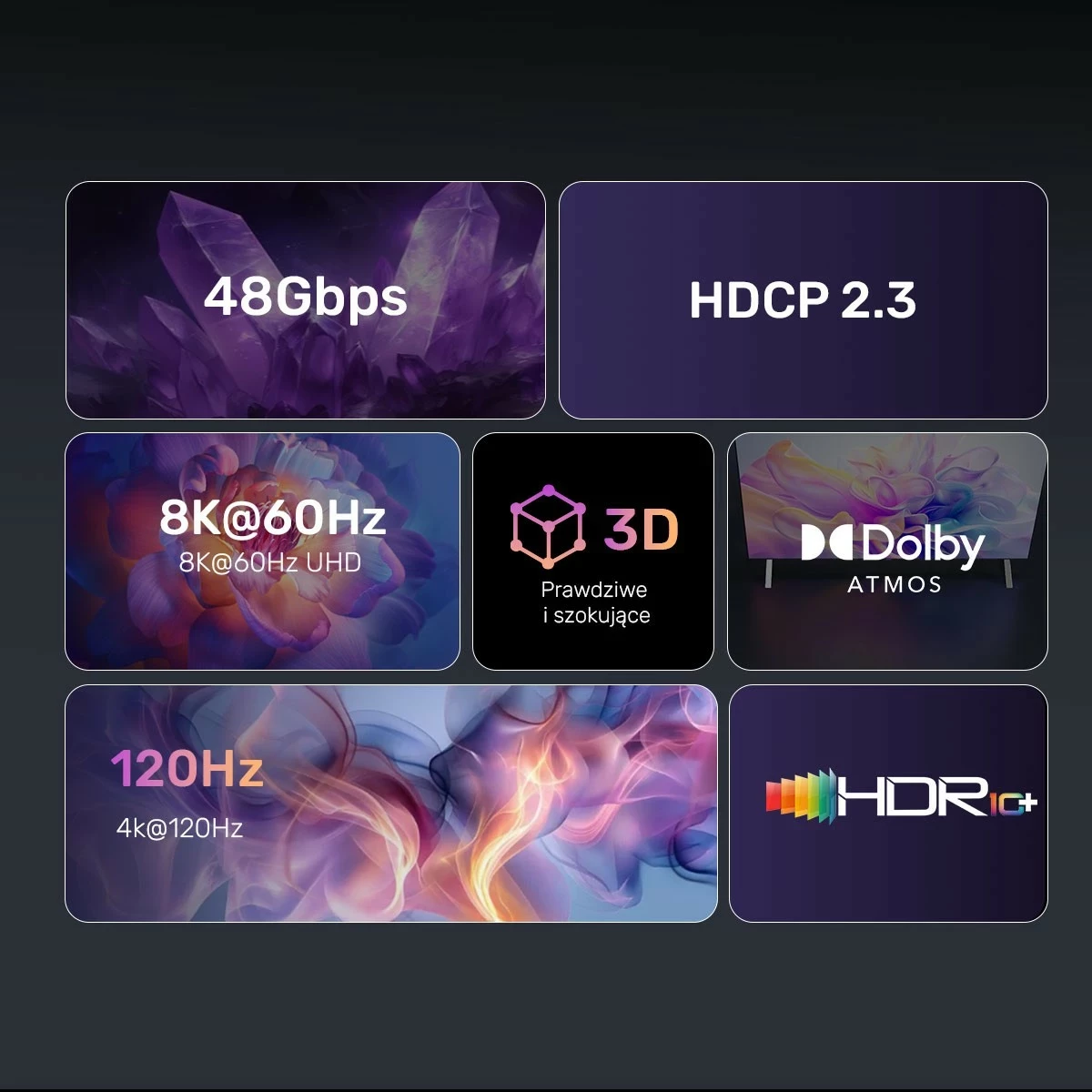 Zgjatës HDMI Unitek 2.1, 8K 0.5m, ngjyrë argjend-zi