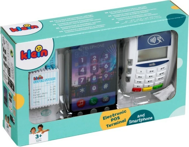 Set lodër, Klein 7274 terminal POS elektronik me celular, 7 pjesë, drita dhe tinguj, për moshat 3+, shumëngjyrësh