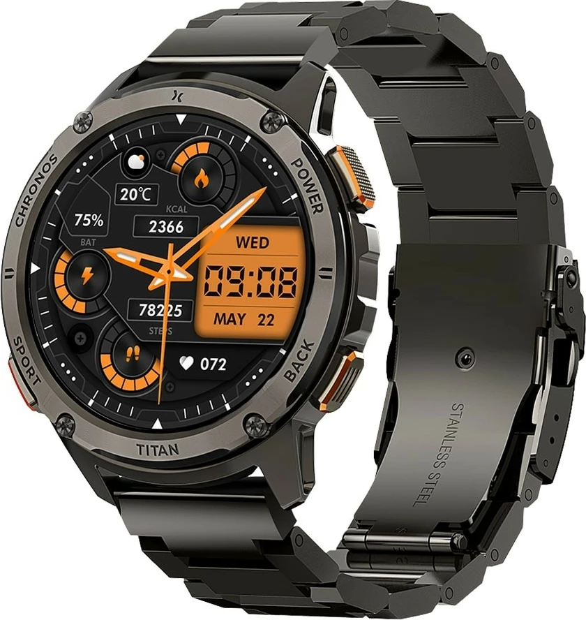 Smartwatch Maxcom FW110 Titan Chronos, 1.43'' AMOLED, 256 MB, 450 mAh, E zezë, set me 2 rripa