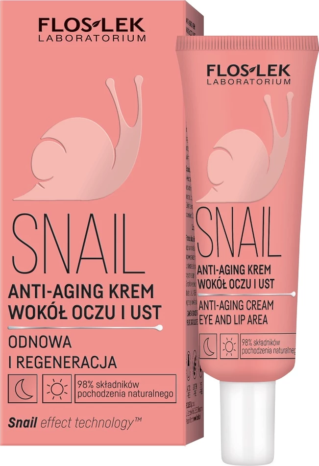 Krem për rreth syve dhe buzëve për femra Floslek Snail Anti-Aging, 30ml