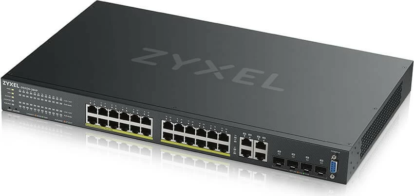 Switch Zyxel GS2220-28HP, 24xGbE, PoE, Managed, për rack, i zi