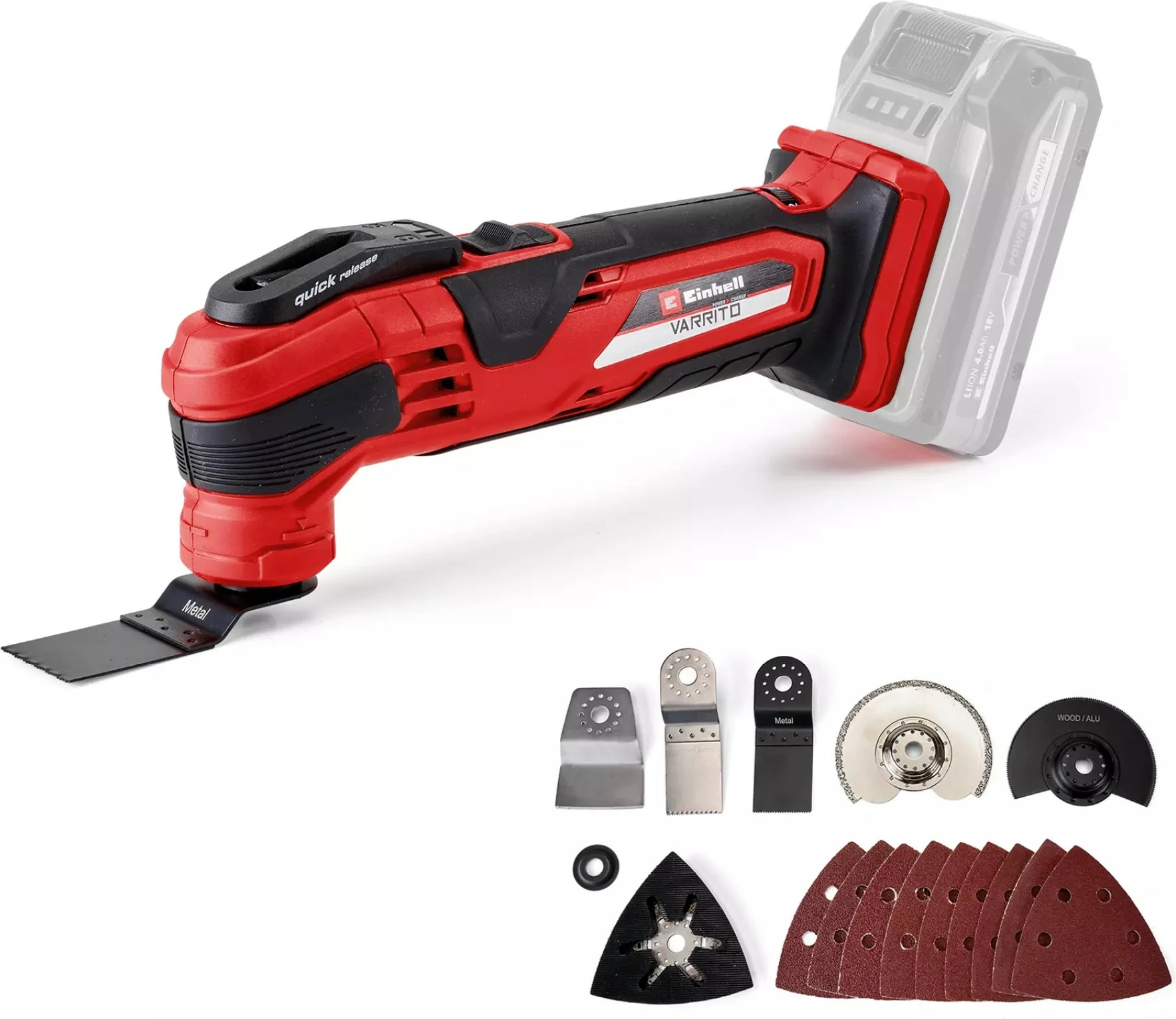 Mjet multifunksional Einhell VARRITO, pa kabllo, 11000-20000 OPM, Li-Ion, zi/kuq