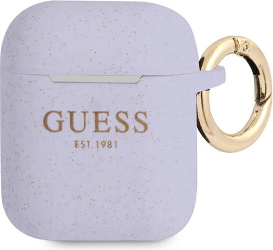 Mbështjellës Guess GUA2SGGEU për AirPods 1/2, silikon, vjollcë me shkëlqim