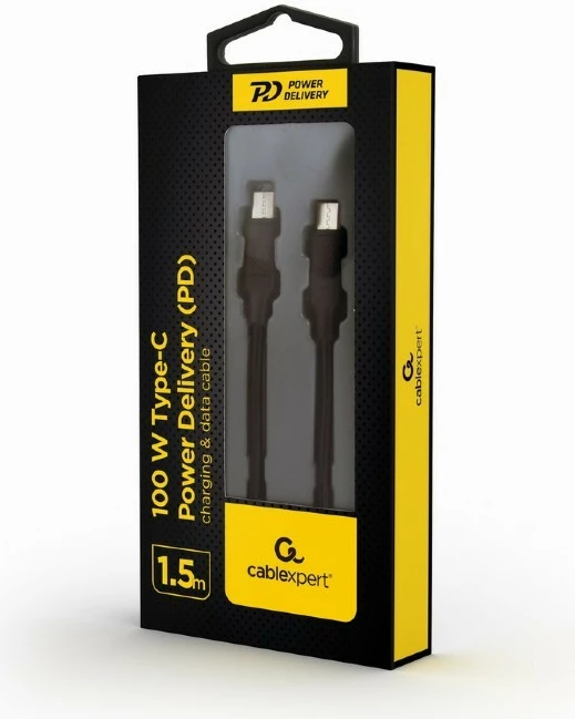 Kabllo USB-C në USB-C Gembird CC-USB2-CMCM100-1.5M, 1.5m, 100W, e zezë