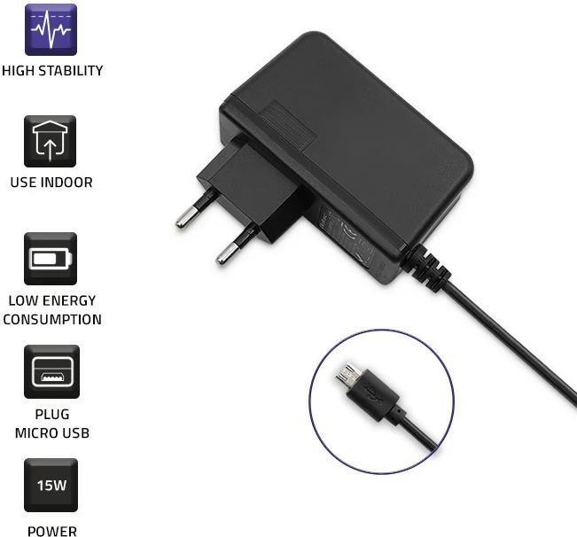 Karikues Qoltec 15W, 5V 3A, me micro USB, i zi