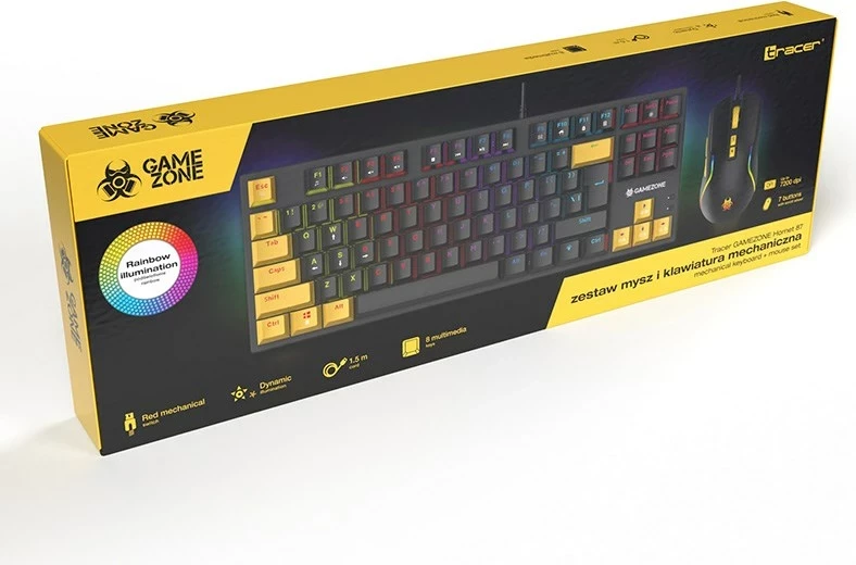 Set tastierë mekanike dhe maus Tracer GAMEZONE HORNET87, USB, i zi