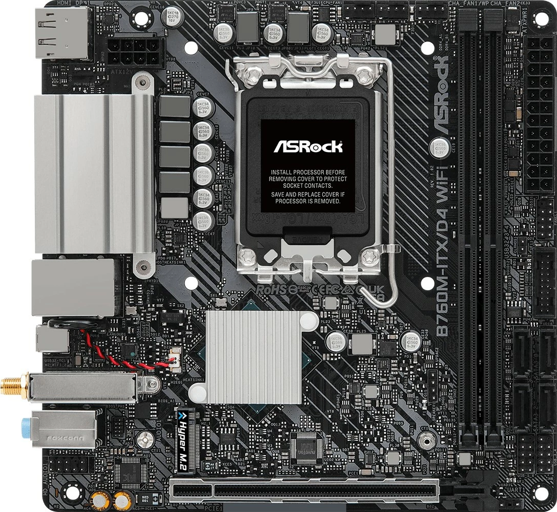 Pllakë amë ASRock B760M-ITX/D4 WIFI, mini ITX, LGA1700, DDR4, WiFi 6E, e zezë