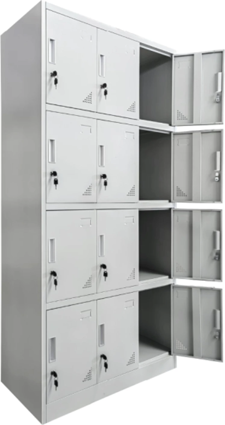 Dollap metalik me 12 kabinete me çelësa, BEXLEY FH5637.11, ngjyrë gri e lehtë, 90x40x185H cm