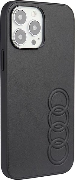 Mbështjellës Audi për iPhone 13 Pro Max 6.7", lëkurë sintetike, zi