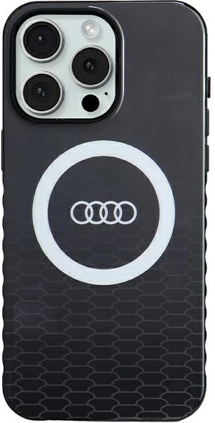 Mbështjellës Audi IML Big Logo MagSafe për iPhone 15 Pro Max, zi