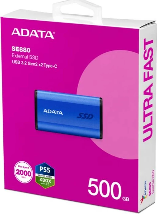 SSD i jashtëm Adata SE880, 500 GB, USB 3.2 Gen2x2, Blu