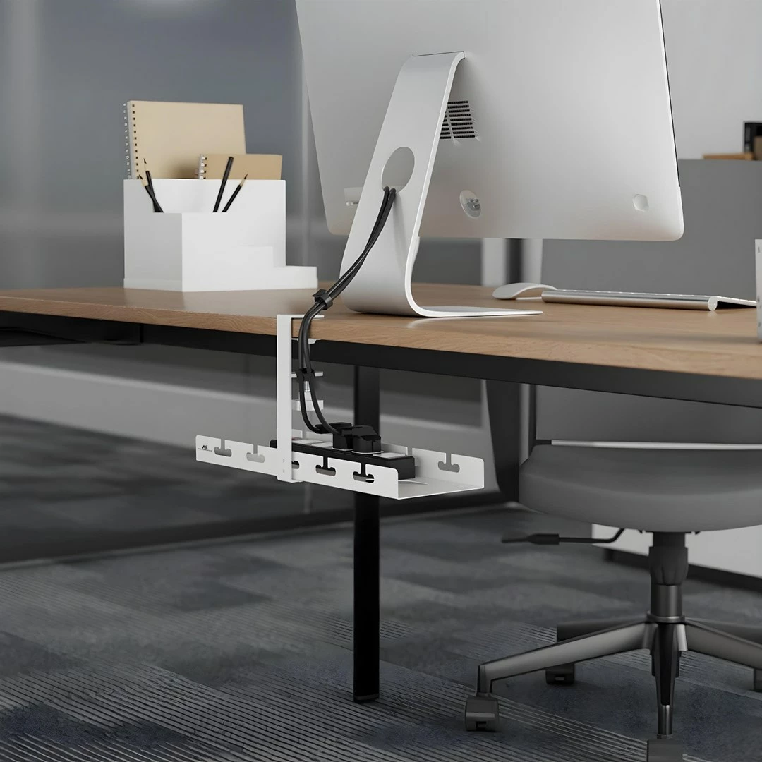 Organizues kabllosh nën tavolinë Maclean MC-105 W, çelik, bardhë