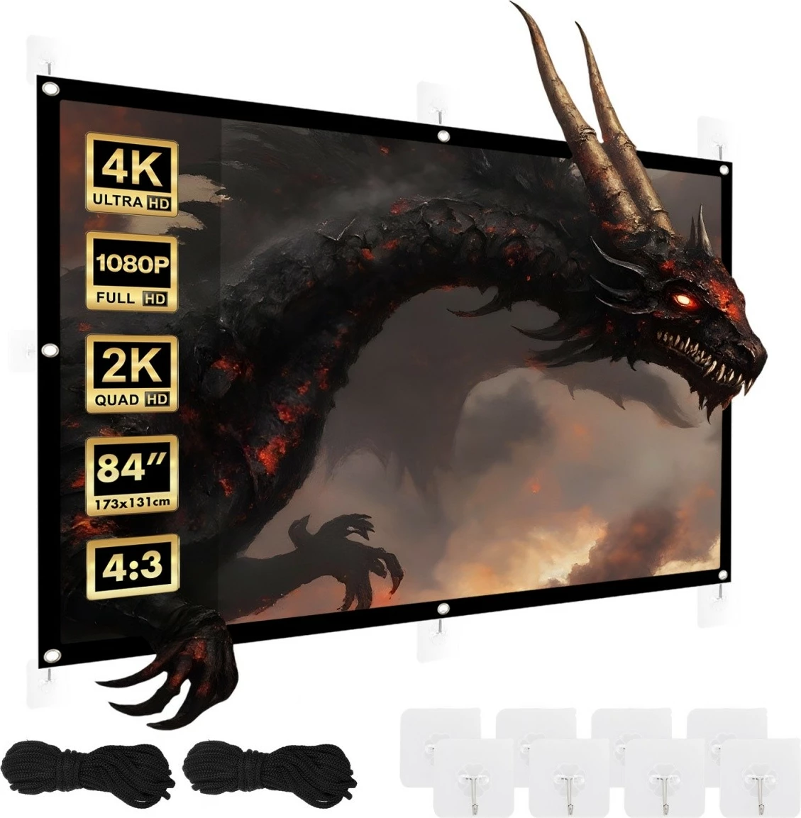 Ekran projekcioni Maclean MC-166, 84 inç, 175x131cm, manual, 4:3, i zi