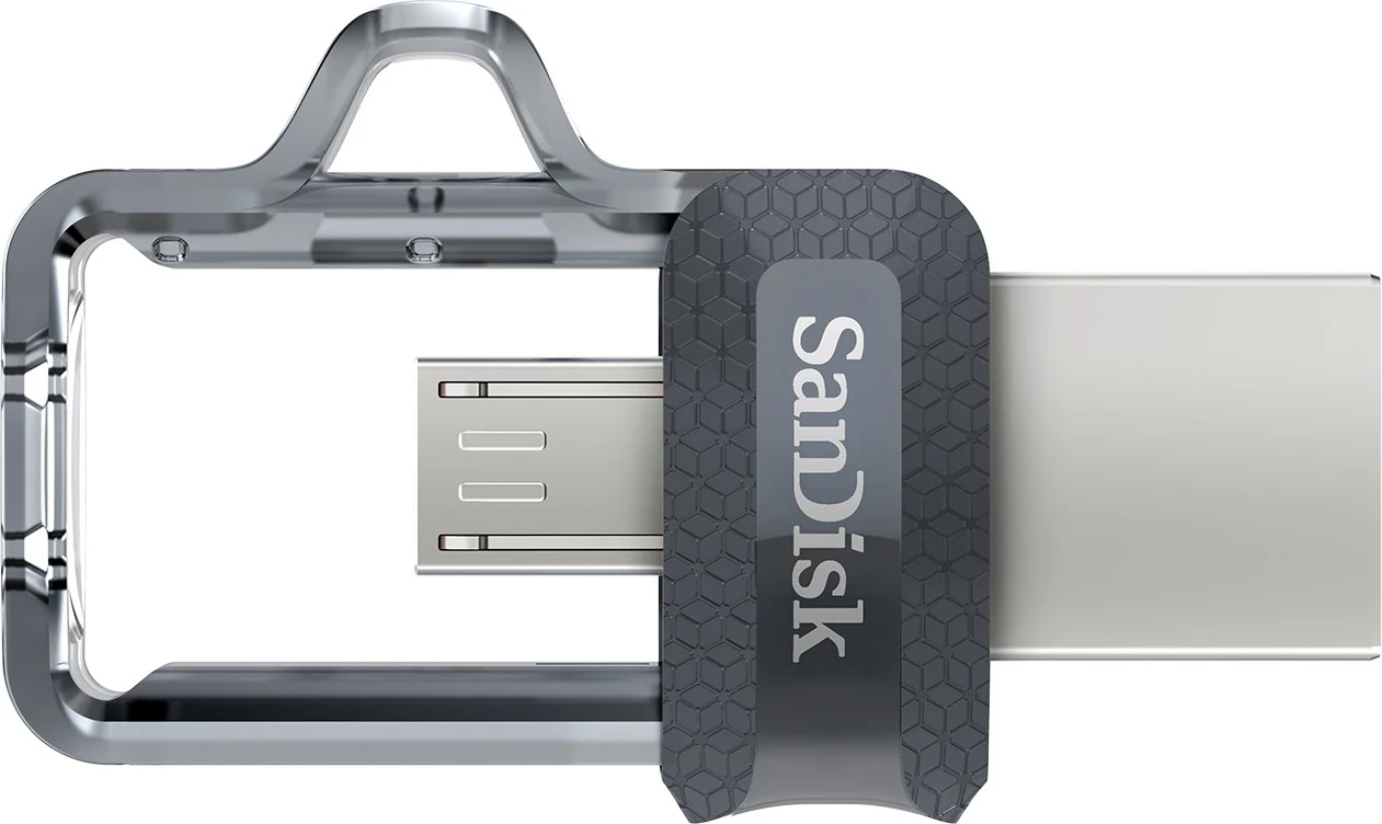 USB Sandisk Ultra Dual, m3.0, 128 GB, e zezë / e argjendtë / transparente