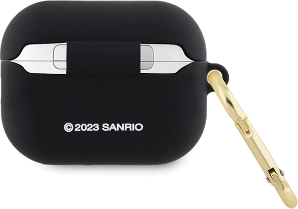Mbështjellës Hello Kitty për AirPods Pro 2, silikon 3D, i zi, me unazë