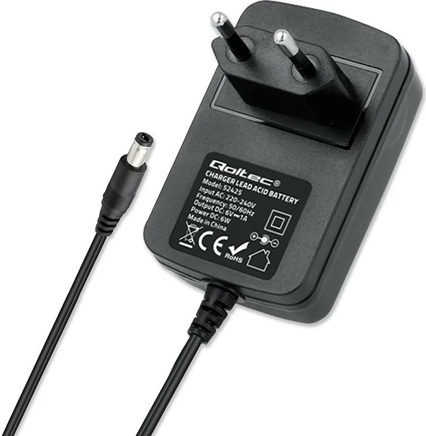 Karikues automatik baterie Qoltec 52425, 6V, 1A, LED, i zi