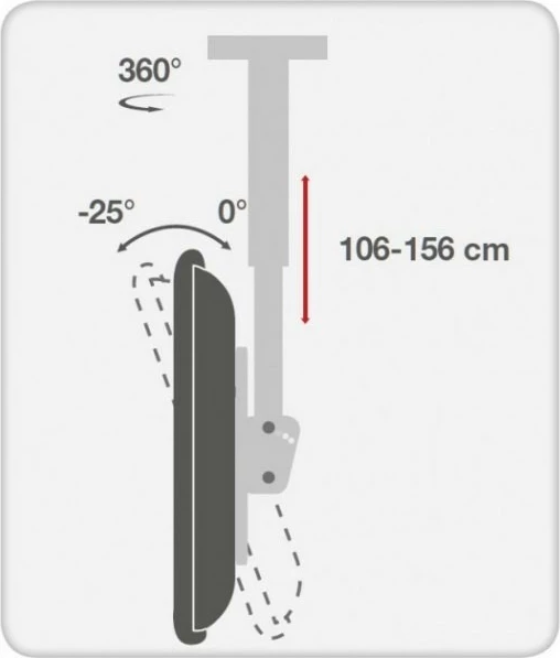 Mbajtëse tavani për TV/monitor Techly 309357, për LCD/LED 37-70 inç, 50kg, e zezë