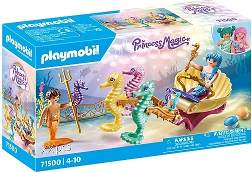 Set figurina Playmobil Princess Magic 71500, banorë nënujore me karrocë kuaj deti