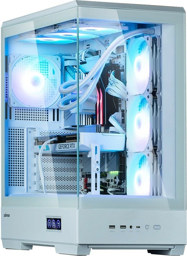 Kasë Zalman P50 DS White, mid-tower, 4x ARGB fans, ATX, e bardhë