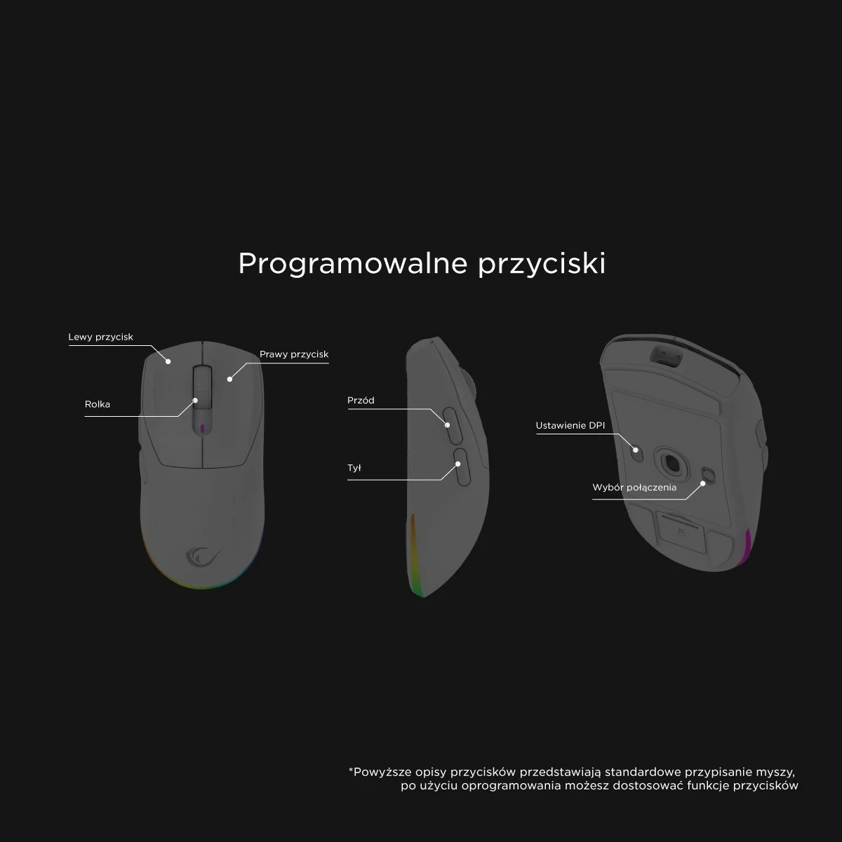 Maus Rampage Prote M5 Pro 26000 DPI RGB LED i bardhë