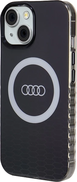 Mbështjellës Audi IML Big Logo MagSafe për iPhone 15/14/13, i zi