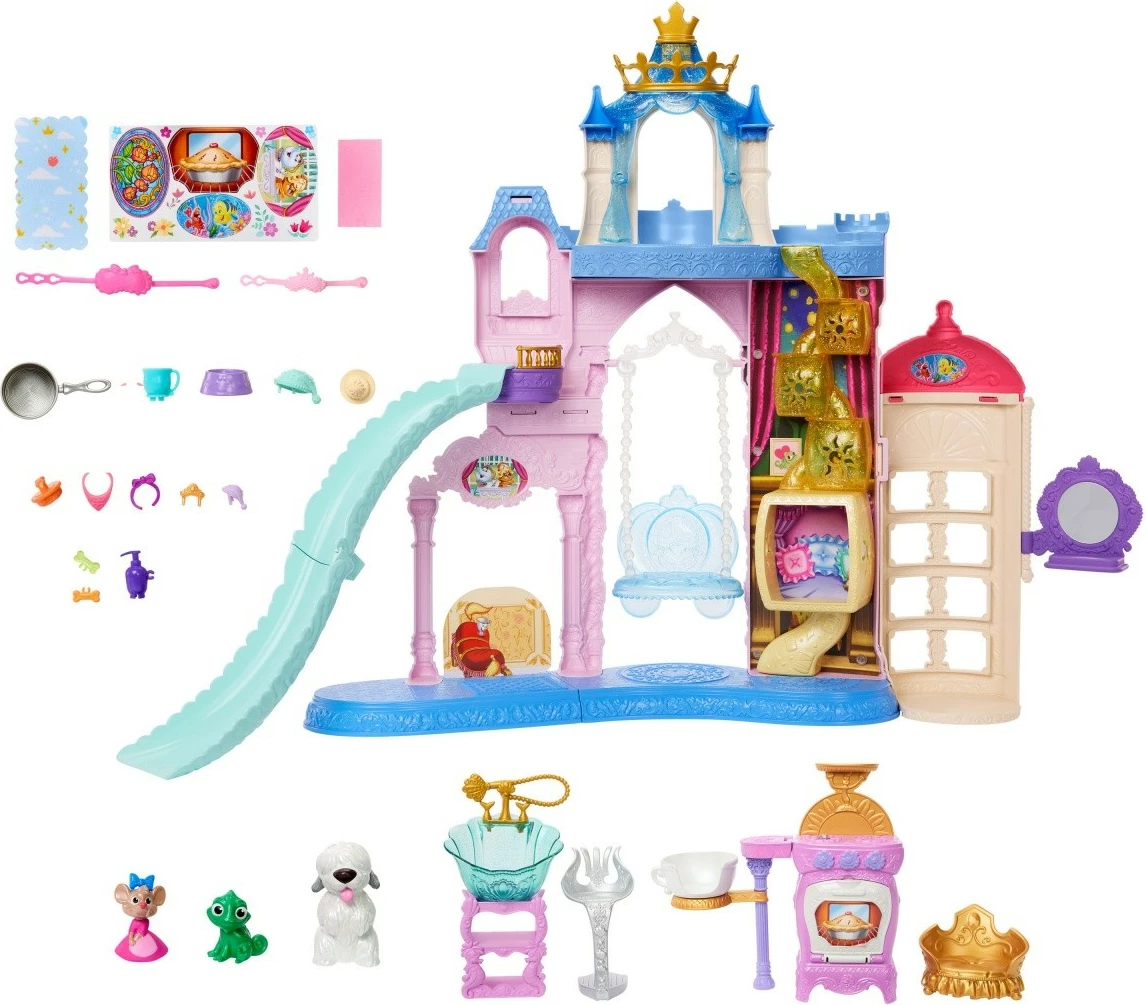 Shtëpi lodër Disney Princess Animal Palace me 3 figurina kafshësh, Mattel JBF96, shumëngjyrëshe