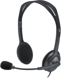 Kufje me mikrofon Logitech H111 981-000593 me shirit koke, të lehta on-ear, të zeza