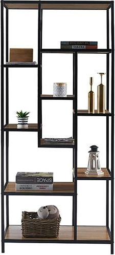 Raft nextdeco me kornizë metalike dhe rafte druri H180x80x40cm