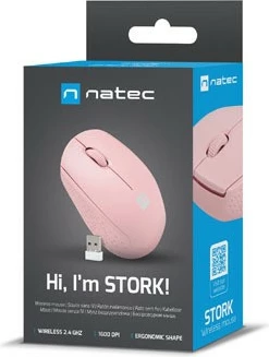 Maus wireless Natec Stork NMY-2002, 1600 DPI, Rozë