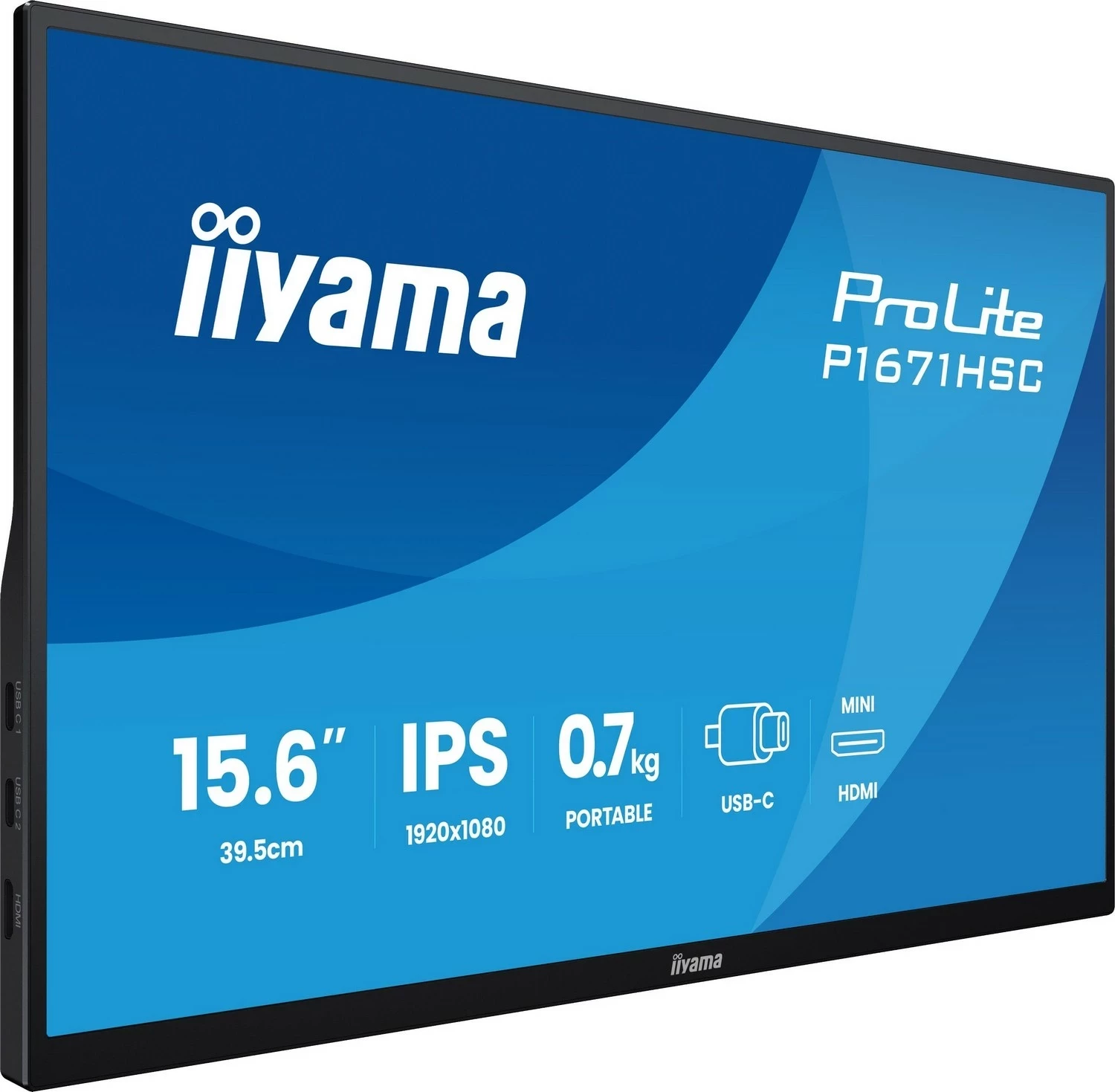 Monitor iiyama ProLite P1671HSC-B1, 15", Full HD, IPS, USB-C, miniHDMI, zi