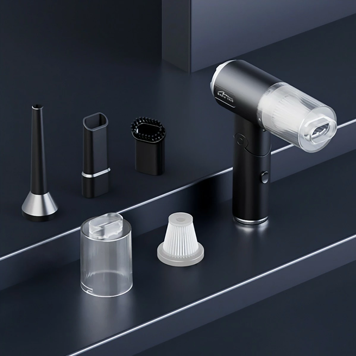 Fryrës/aspirator dore 2‑në‑1 Media‑Tech MT6538 65W 6800Pa 30 m/s LED bateri USB‑C, i zi, set me aksesorë