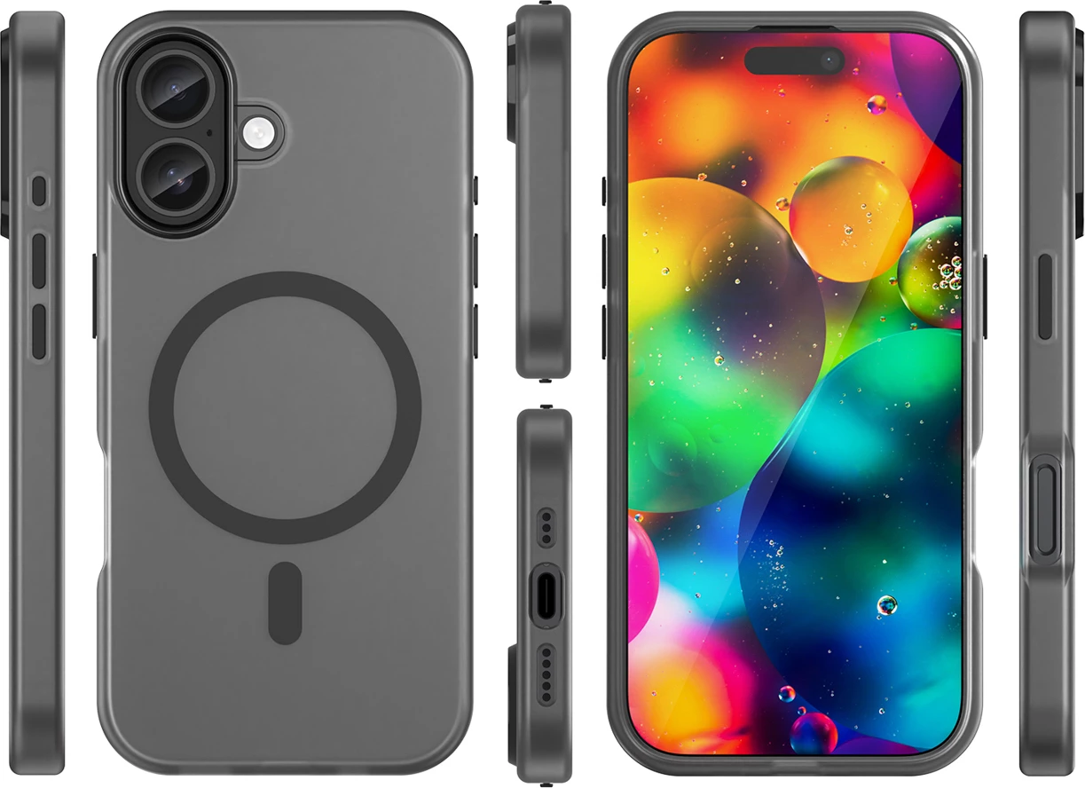 Mbështjellës Hurtel Magnetic Abrasive për iPhone 17, MagSafe, TPU/PC, i zi mat