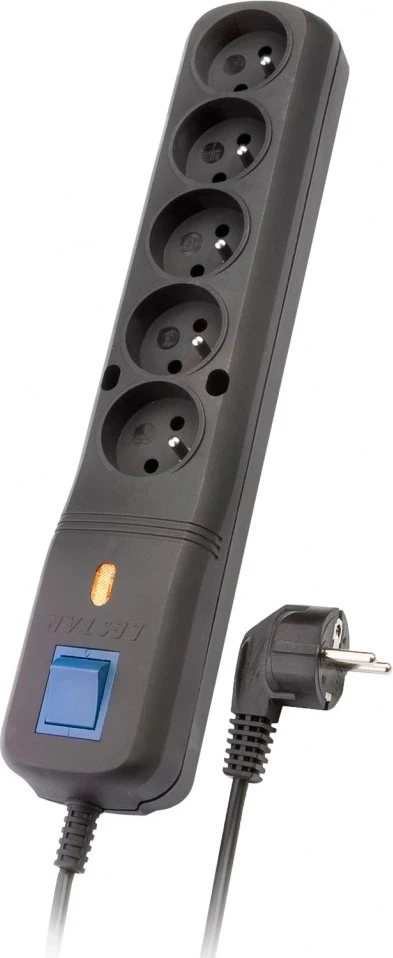 Kabllo vazhduese Lestar LV530W, 5 priza, 2,5m, e zezë