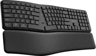 Tastierë Trust Keyra ergonomike, wireless, full-size, QWERTY, e zezë