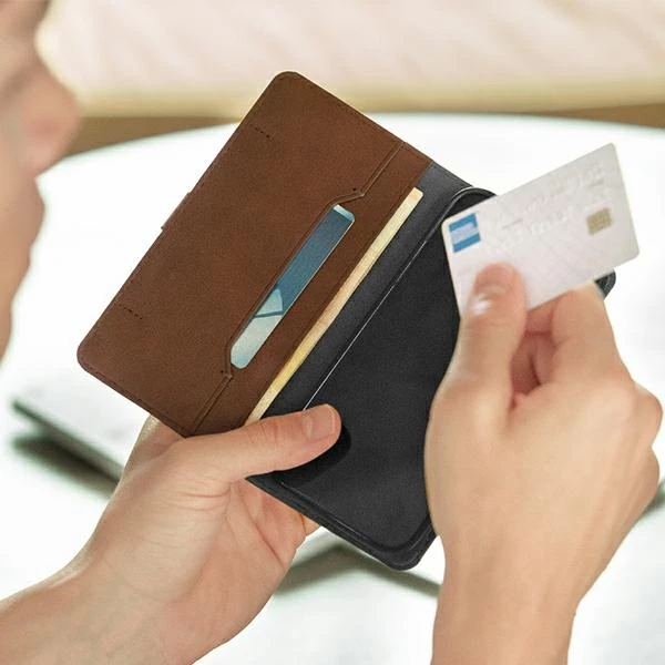 Mbështjellës UNIQ Journa për iPhone 12 / iPhone 12 Pro, me kapak dhe portofol, Gri