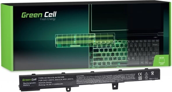 Bateri laptopi Green Cell AS75 për Asus R508/X551/F551, 2200mAh, 14.4V, e zezë