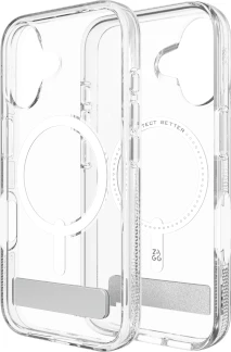 Mbështjellës Zagg Crystal Palace Snap Kickstand për iPhone 16, Transparent